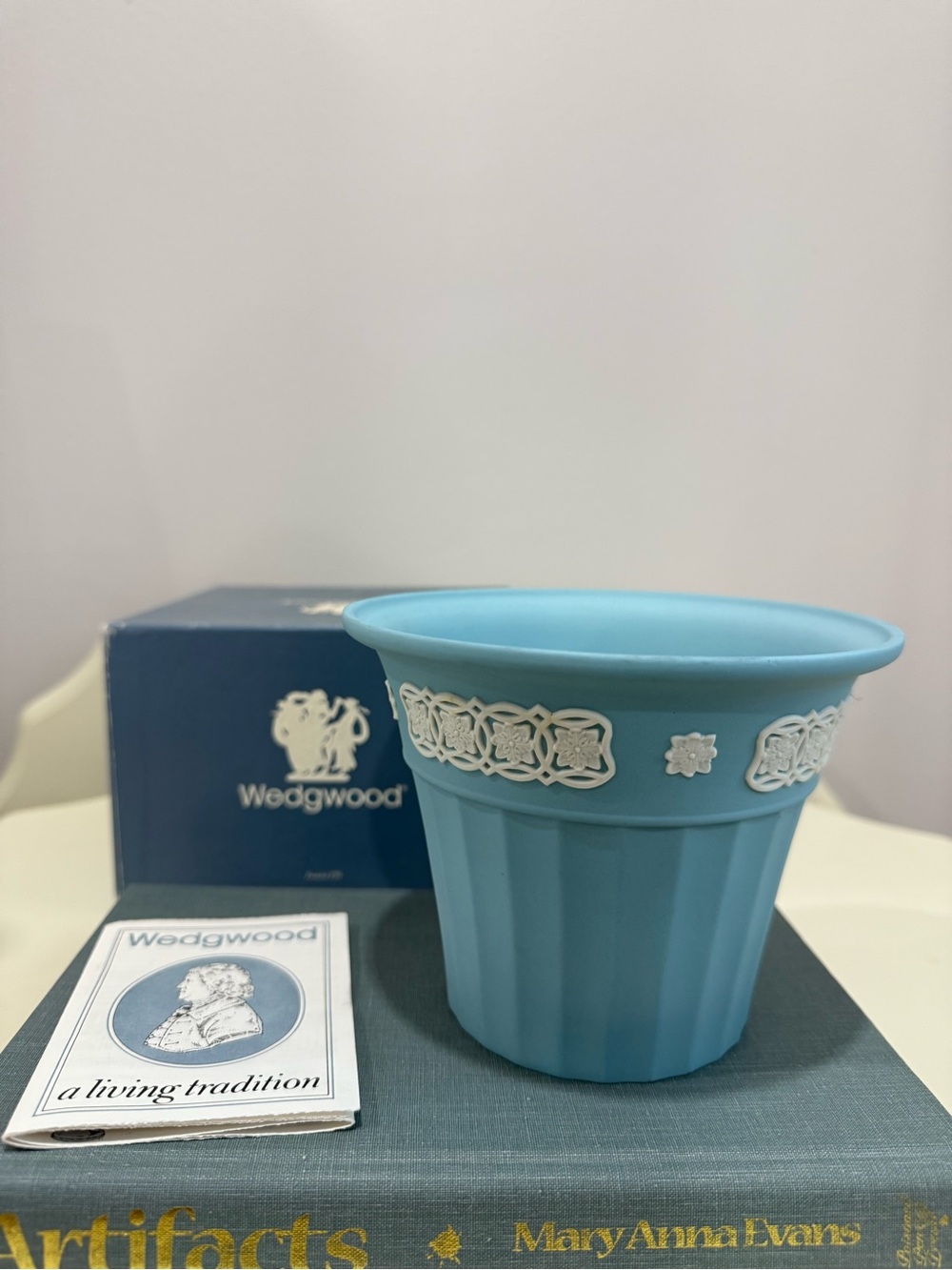 Rare Wedgwood Blue Jasperware Cache Pot/ Planter
